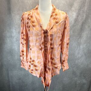NWT Atelier 1756 Vera Blouse Women's Sz Small Orange V-neck Columbia $325 Retail